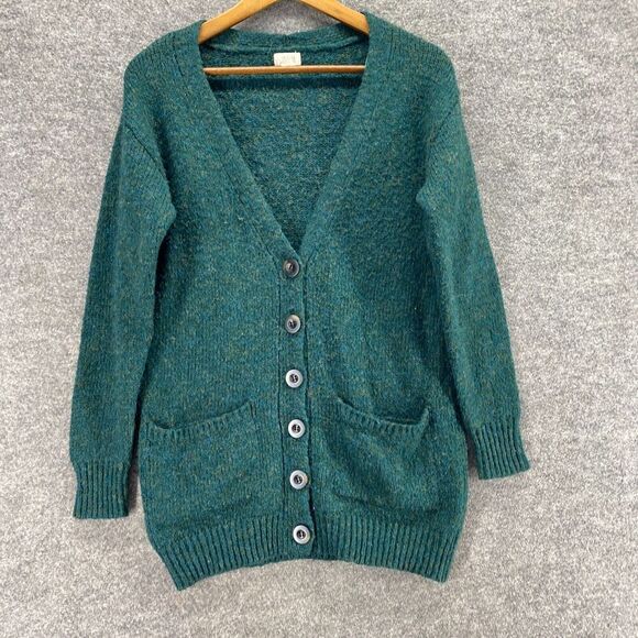 A New Approach Cardigan Women XS Green V-Neck Button Knit Long Sleeve Pockets - Picture 3 of 8